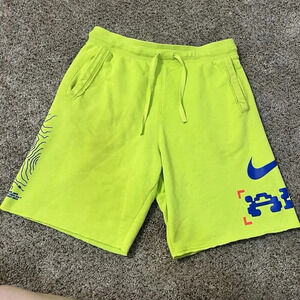 Nike Catching Air Size Small Windrunner Neon‎ Blue Winter Sweat Shorts Yellow